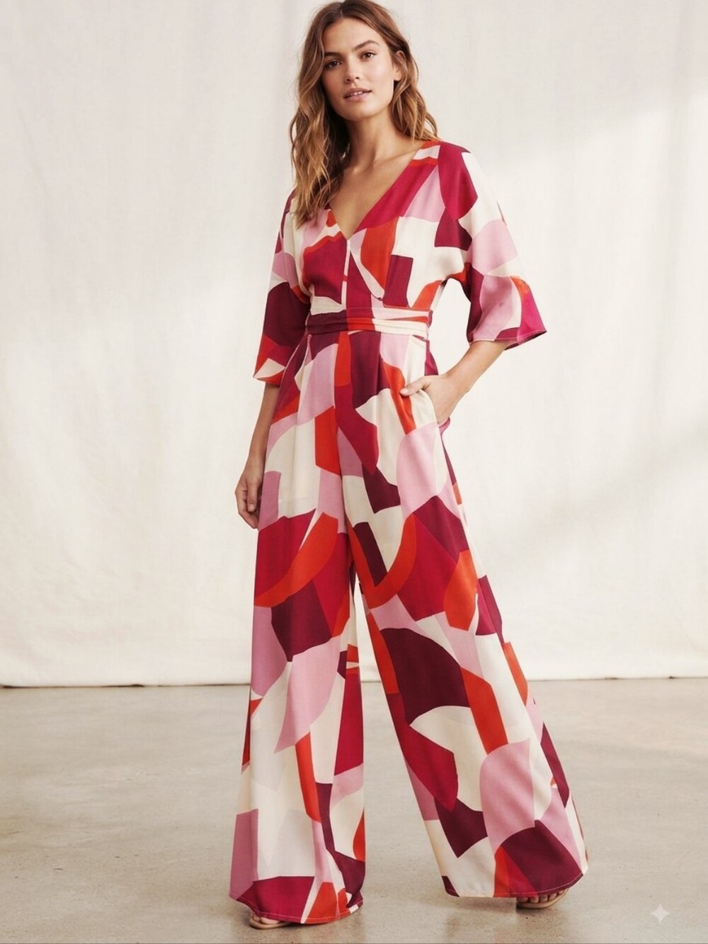 Vibrant Pink Abstract Jumpsuit
